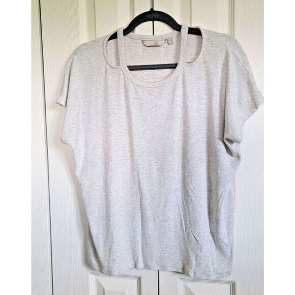 Athleta Women's Small Gray Scoop Neck Cap Sleeve Top Open Cut Outs Slouchy Soft - Picture 1 of 5